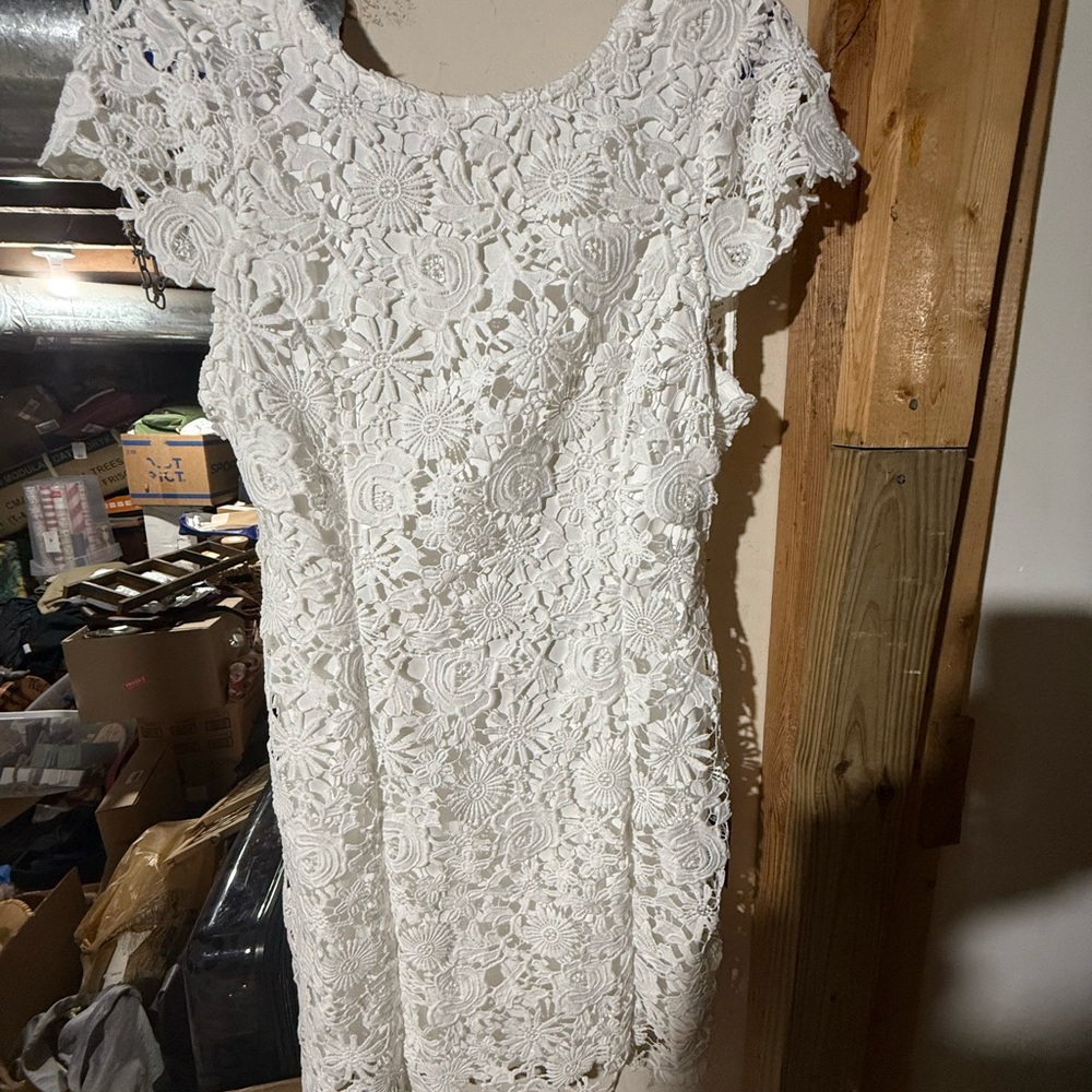 Lulu's White Floral Lace Mini Dress